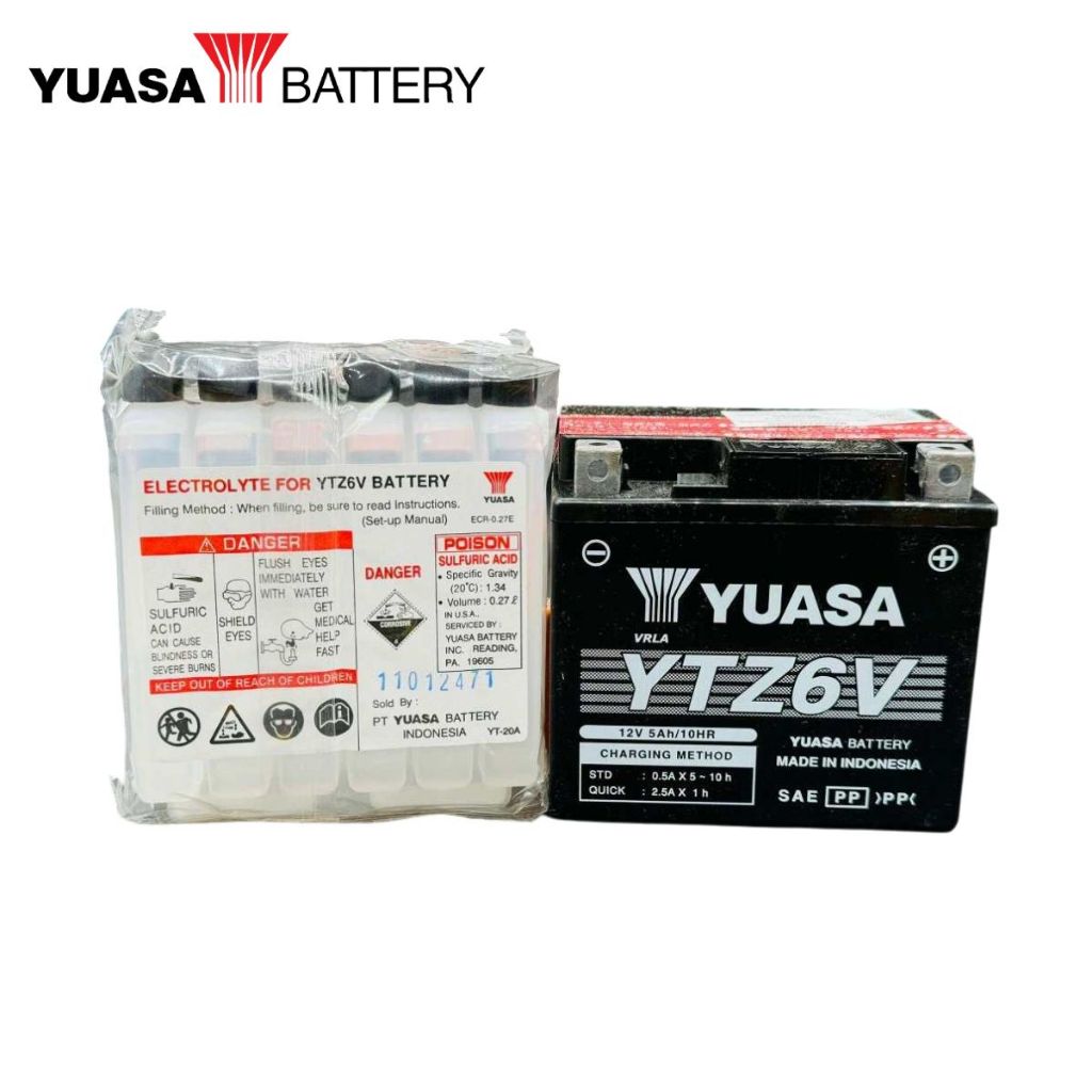 YUASA YTZ6V Separate Acid Motorcycle Battery 12v for NMAX V2 / AEROX V2 ...