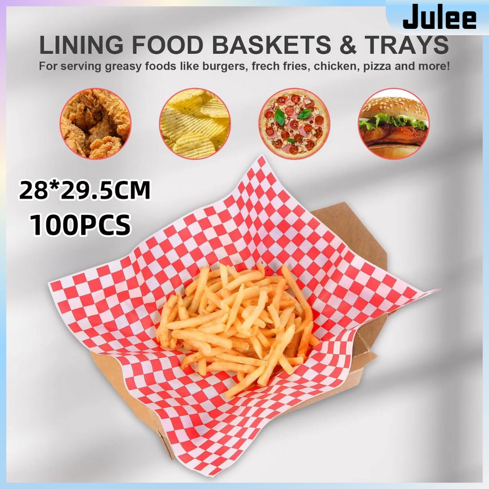 Wax Paper For Food 100Pcs Checkered Food Basket Wrapper Liner Fries ...