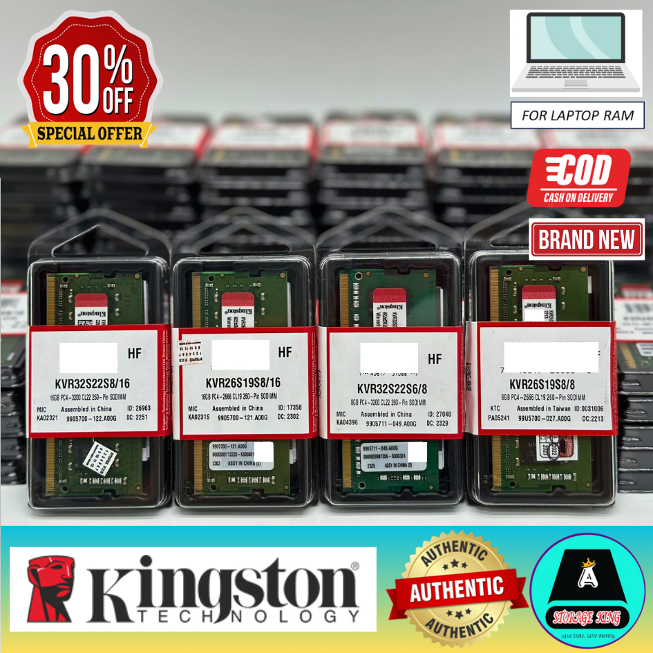 Kingston 16Gb DDR4 2666Mhz/3200mhz Cl19 260-Pin SODIMM Laptop Memory ...