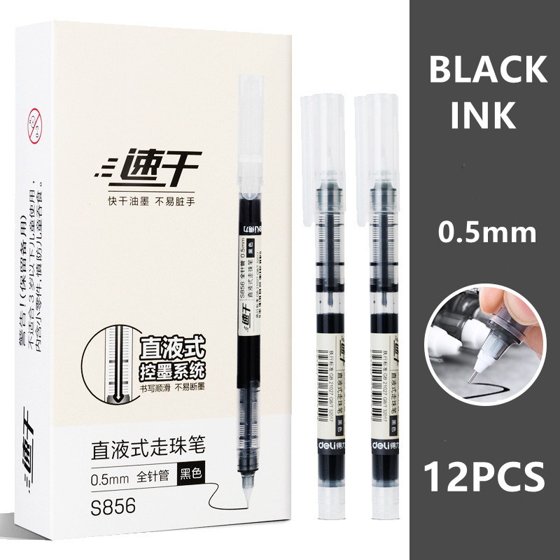 12pcs/Set Quick-drying Straight Liquid Gel Pen 0.5mm Student Handbook ...