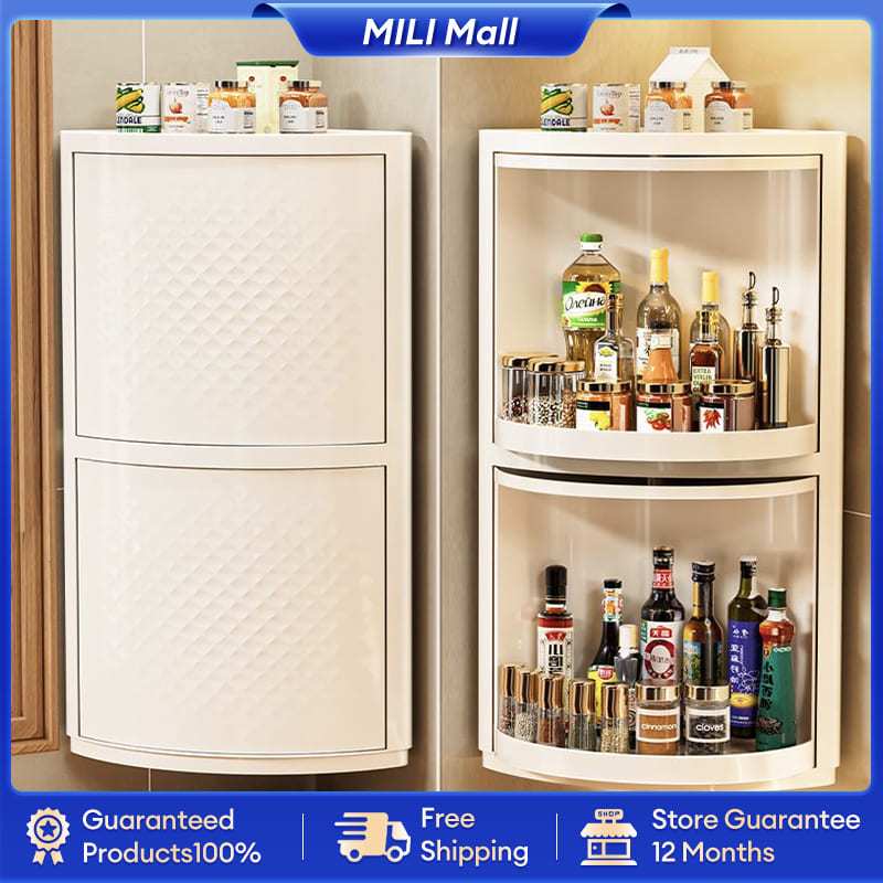 360 Rotating Kitchen Storage Bathroom Corner Shelf Privacy Cover Multi ...