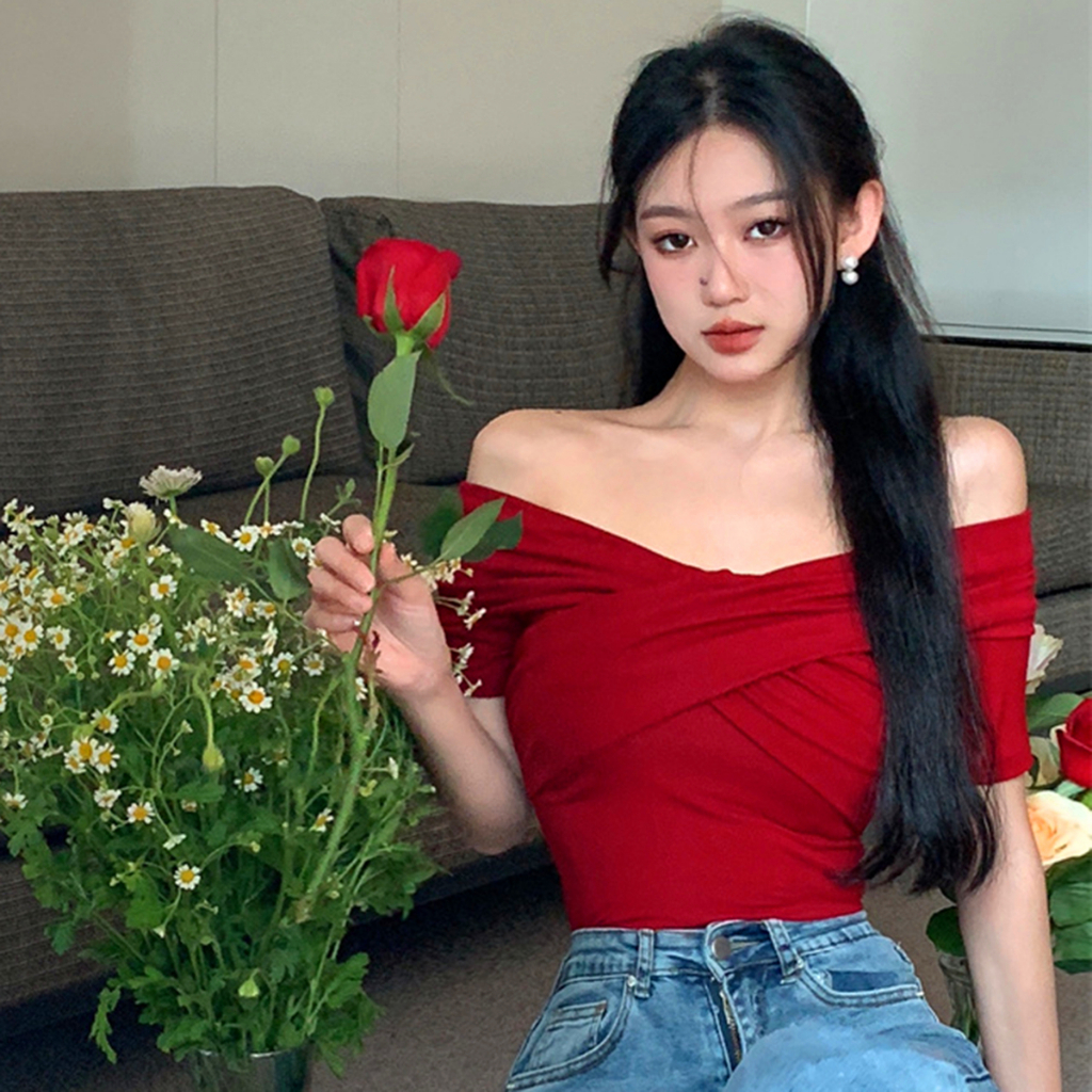 French Pure Desire Off-the-shoulder Knitted Sweater