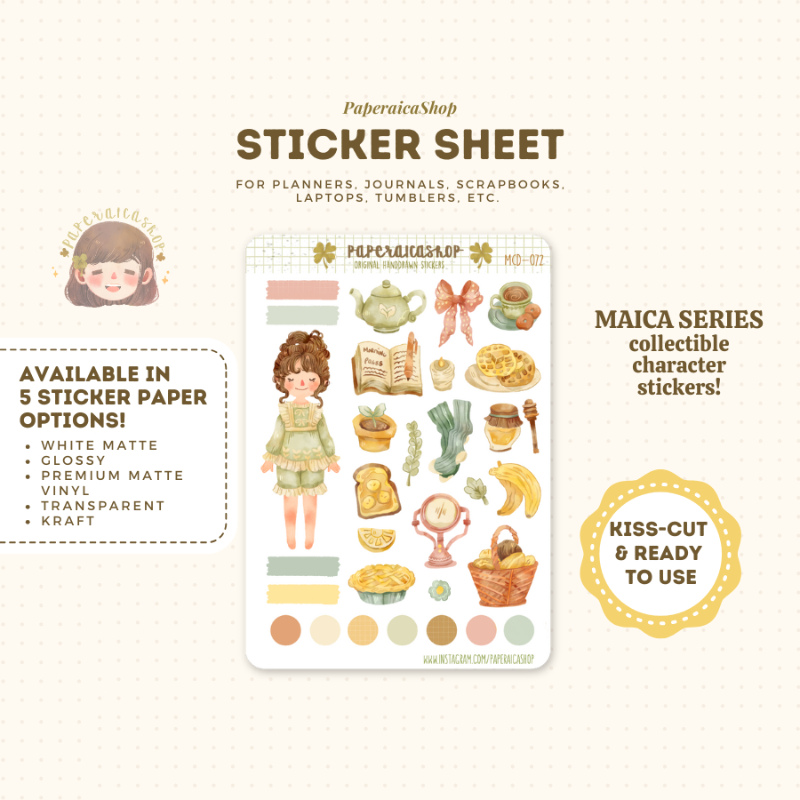 Slow Morning Maica Stickers Sheet, Cozy Sticker Sheets, Cute Stickers ...