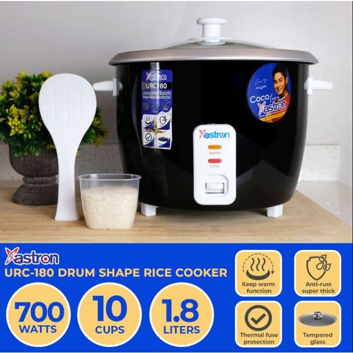 Astron URC-180 1.8L 10 Cups Drum Shape Anti Rust Rice Cooker With Free ...