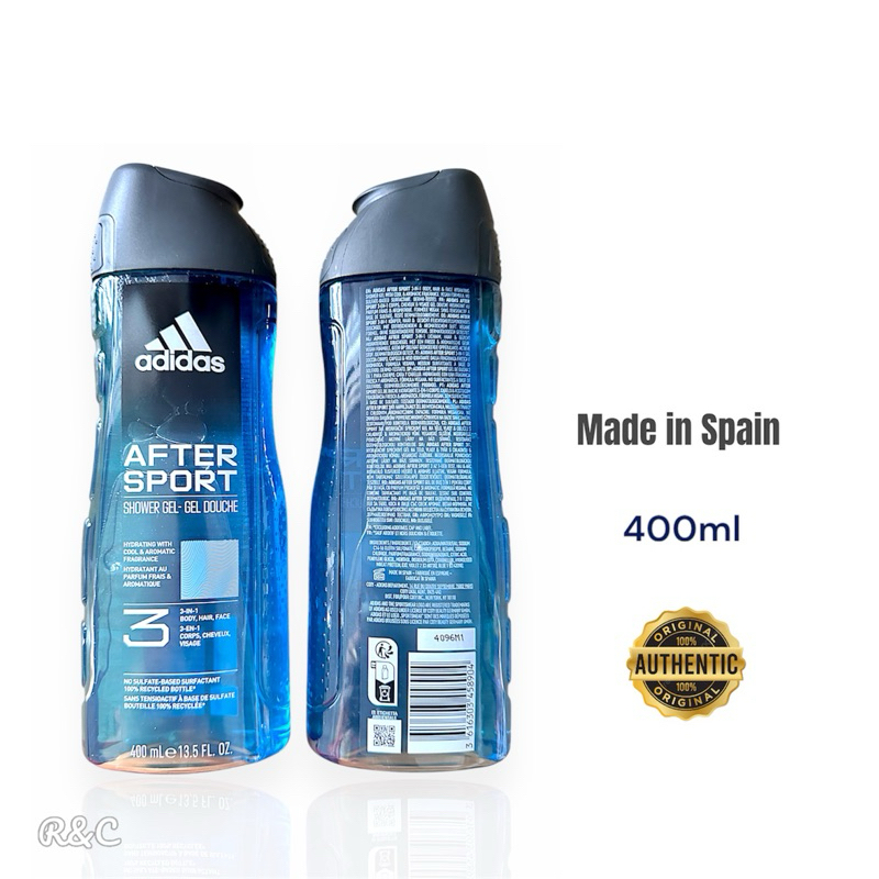Adidas After Sport Shower Gel, 400ml, Made in Spain (per piece)