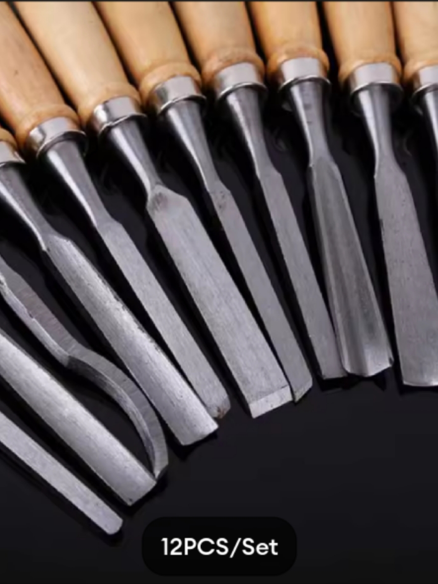 12Pcs/set Wood Carving Hand Chisel Tool Set Woodworking Professional ...