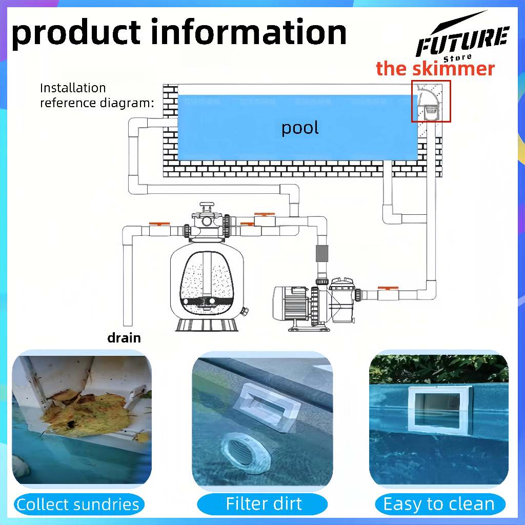 Emaux 9.5L Wall Skimmer for Swimming Pool with Strainer Standard Wide ...