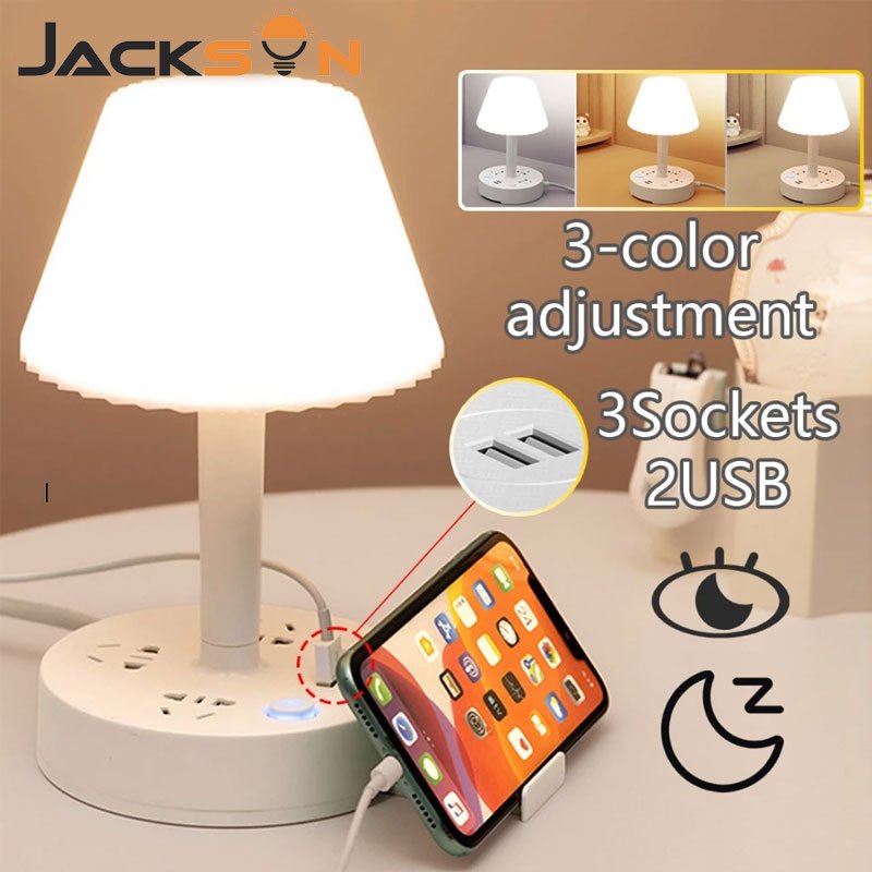 Jacksun Tircolor Table Lamp Bedside Lamp Shade Bedroom Electric Socket ...