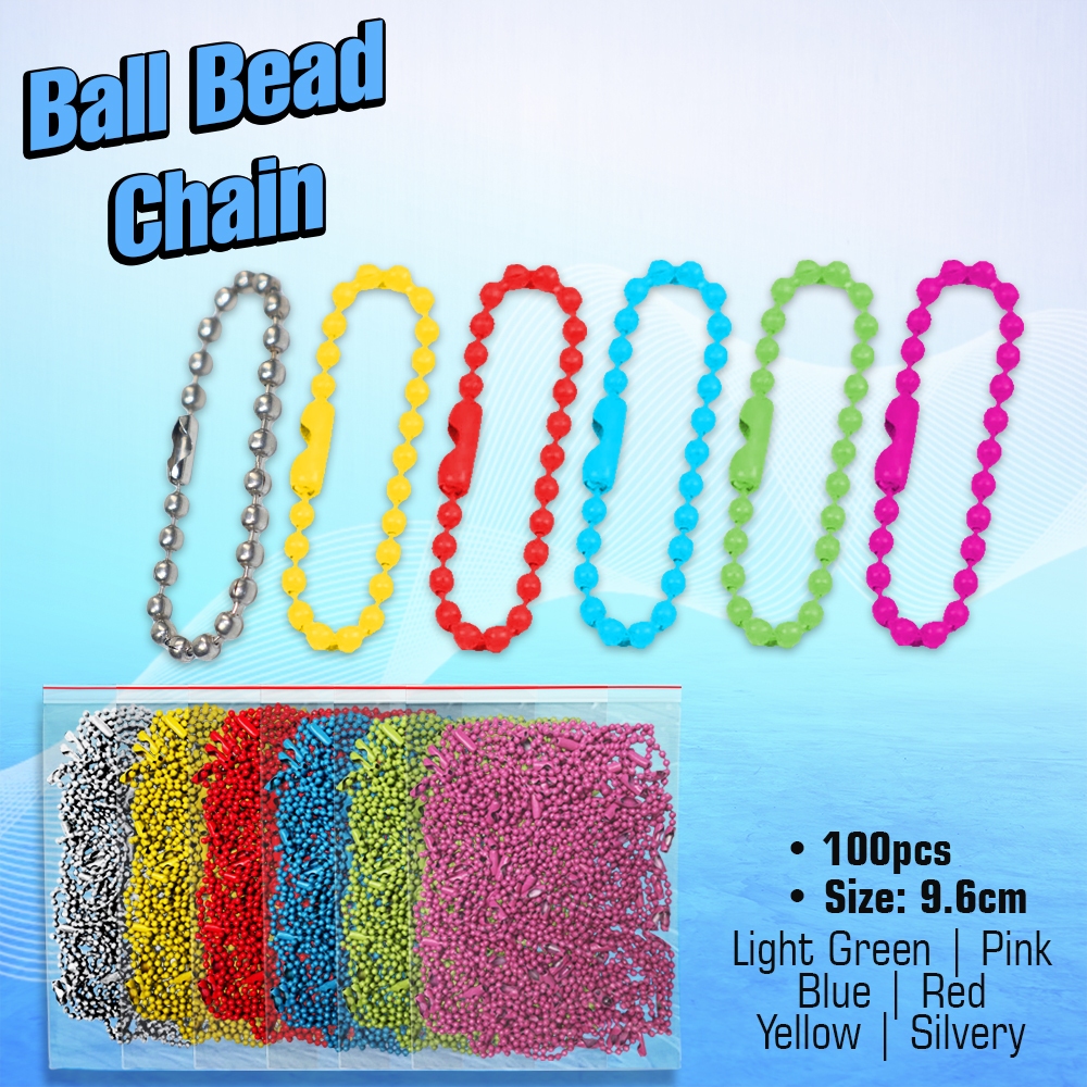 100 PCS Ball Bead Chains, Metal 9.6cm Key Chain, Colorful Jewelry ...