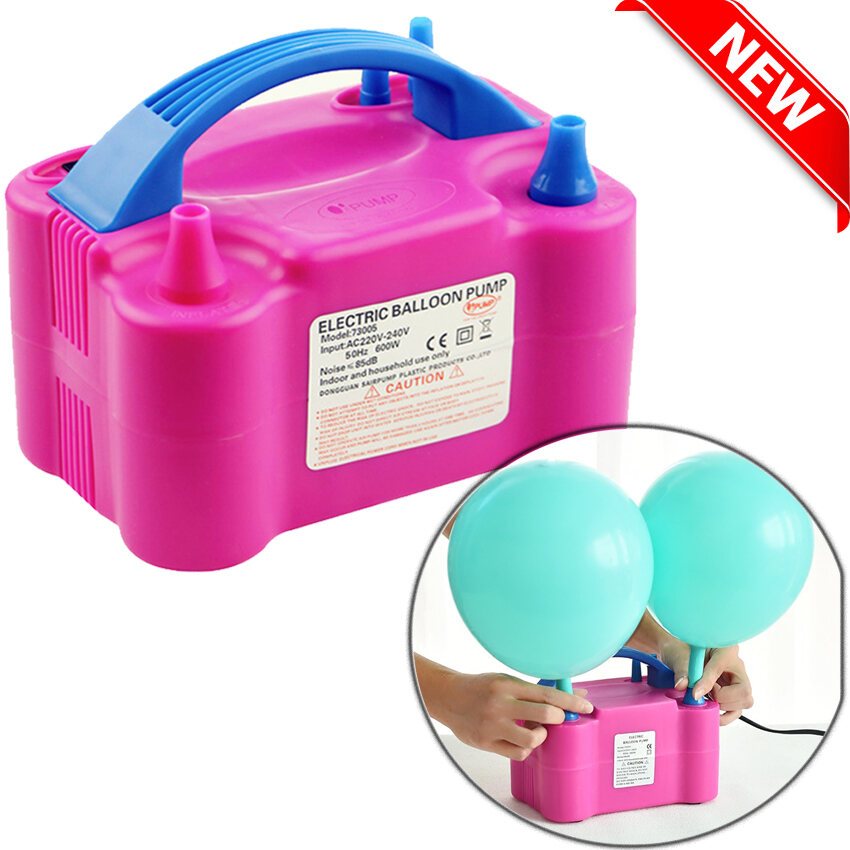 (PINK)High Voltage Double Hole Air Compressor Electric Balloon Inflator ...