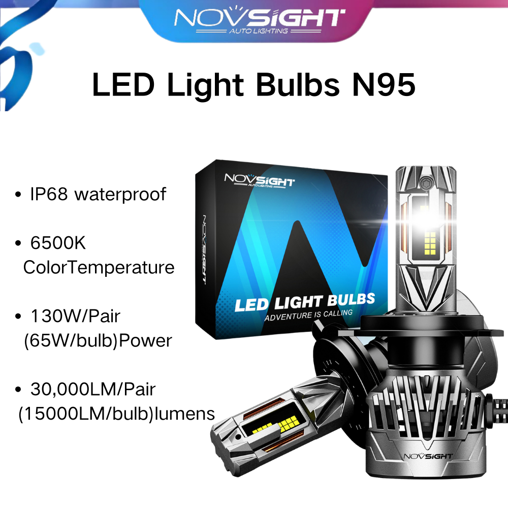 Novsight N95 H4 130W / pair 30000LM high low beam LED headlight bulbs ...