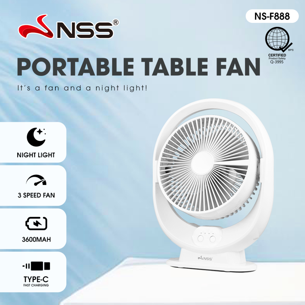 NSS Portable Table Fan Mini Home USB Charging Electric DeskFan Cooling ...
