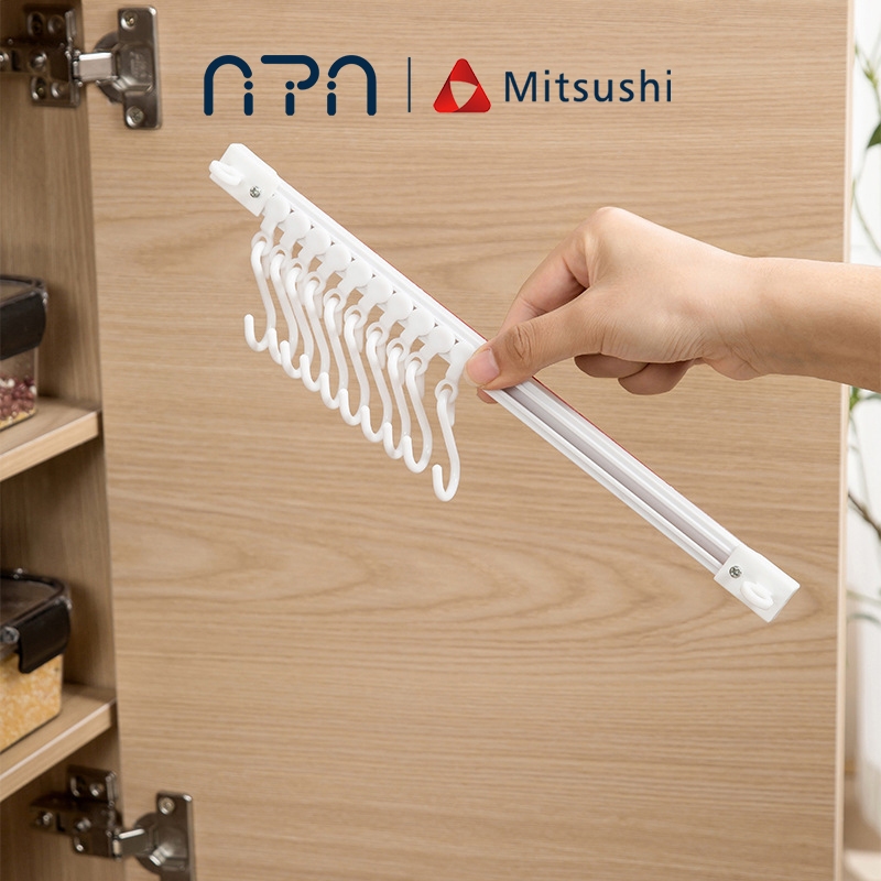 Nipiin 10 Hooks kitchen hooks for utensils Multi-function Track Sliding ...