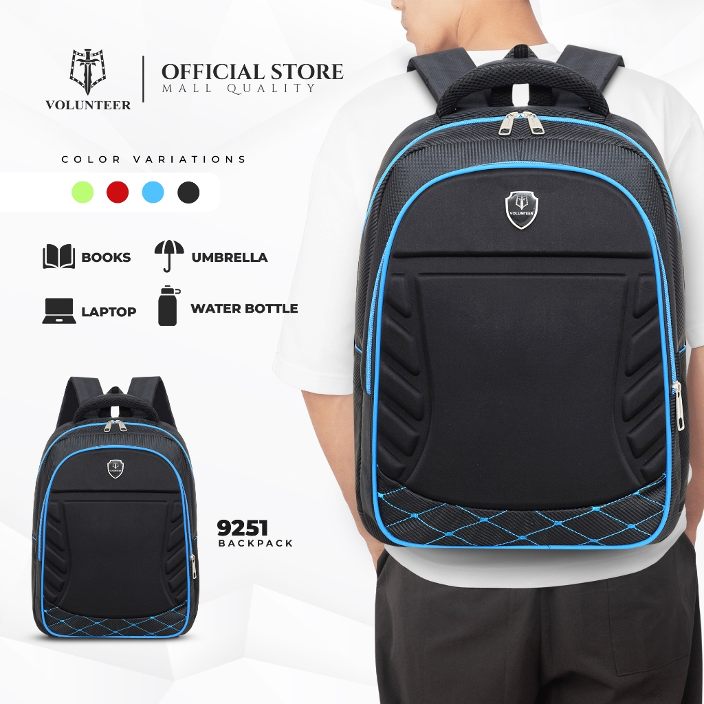 VOLUNTEER 18inch School Bag Waterproof Backpack TWO-WAY SLIDER Simple ...