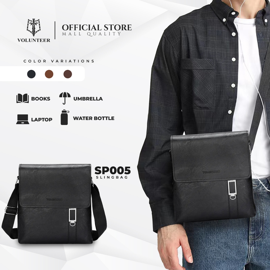 VOLUNTEER Business Casual Crossbody Fashion Sling Bag PU Leather Texture Shoulder Bags UNISEX SP005 Shopee Philippines