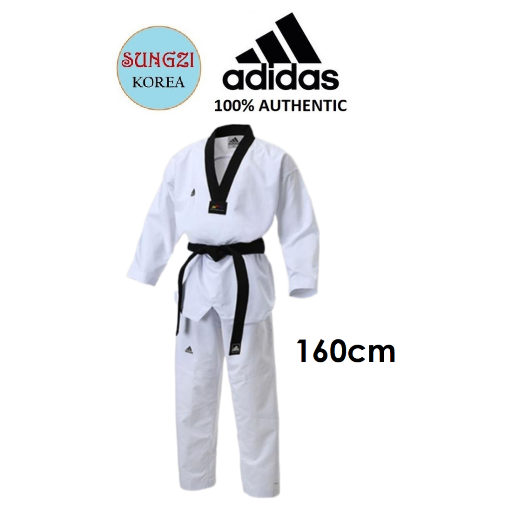 ADIDAS Fighter Dobok Taekwondo Uniform White/Black 160cm | Shopee ...