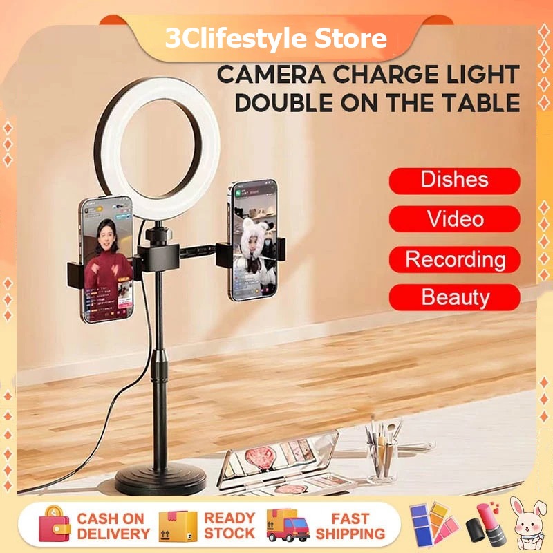 New Ring light 6inch Dual Phone Stand For Vlogging with 3 different ...