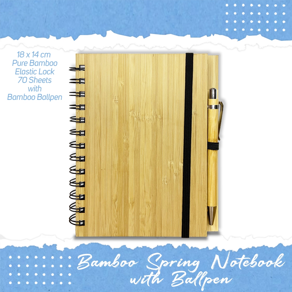 Pure Bamboo Spring Notebook with Ballpen 14cm*18cm | Shopee Philippines