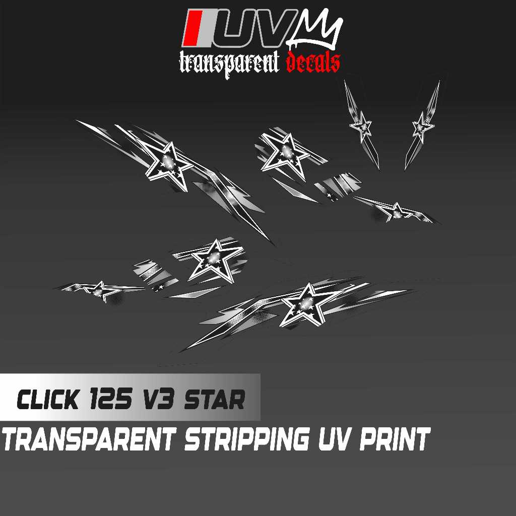TRANSPARENT UV HONDA CLICK 125 V3/V4 STAR DESIGN DECALS | Shopee ...