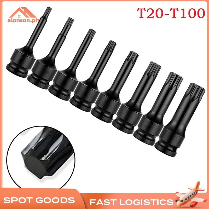 1/2 Hex Torx Screwdriver Bit Impact Drive Socket Adapter Head T20-T100 ...