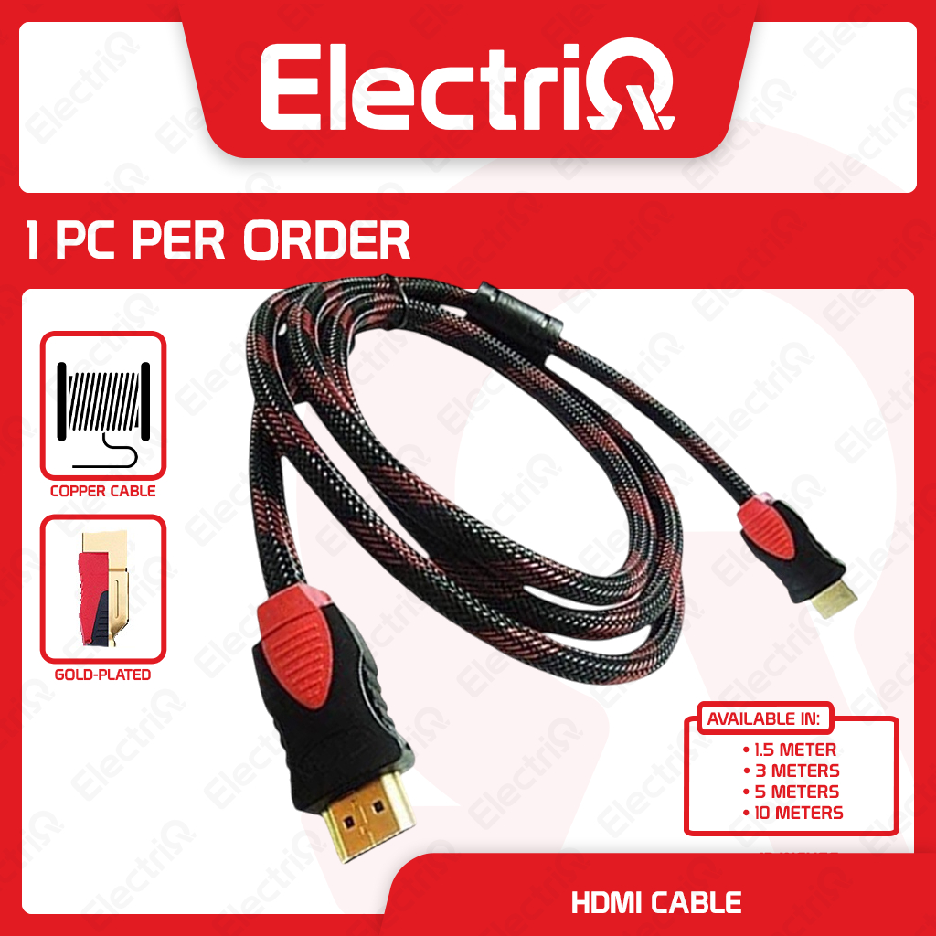 Electriq HDMI Cable 1080P High Speed Nylon Shield High Speed Gold ...