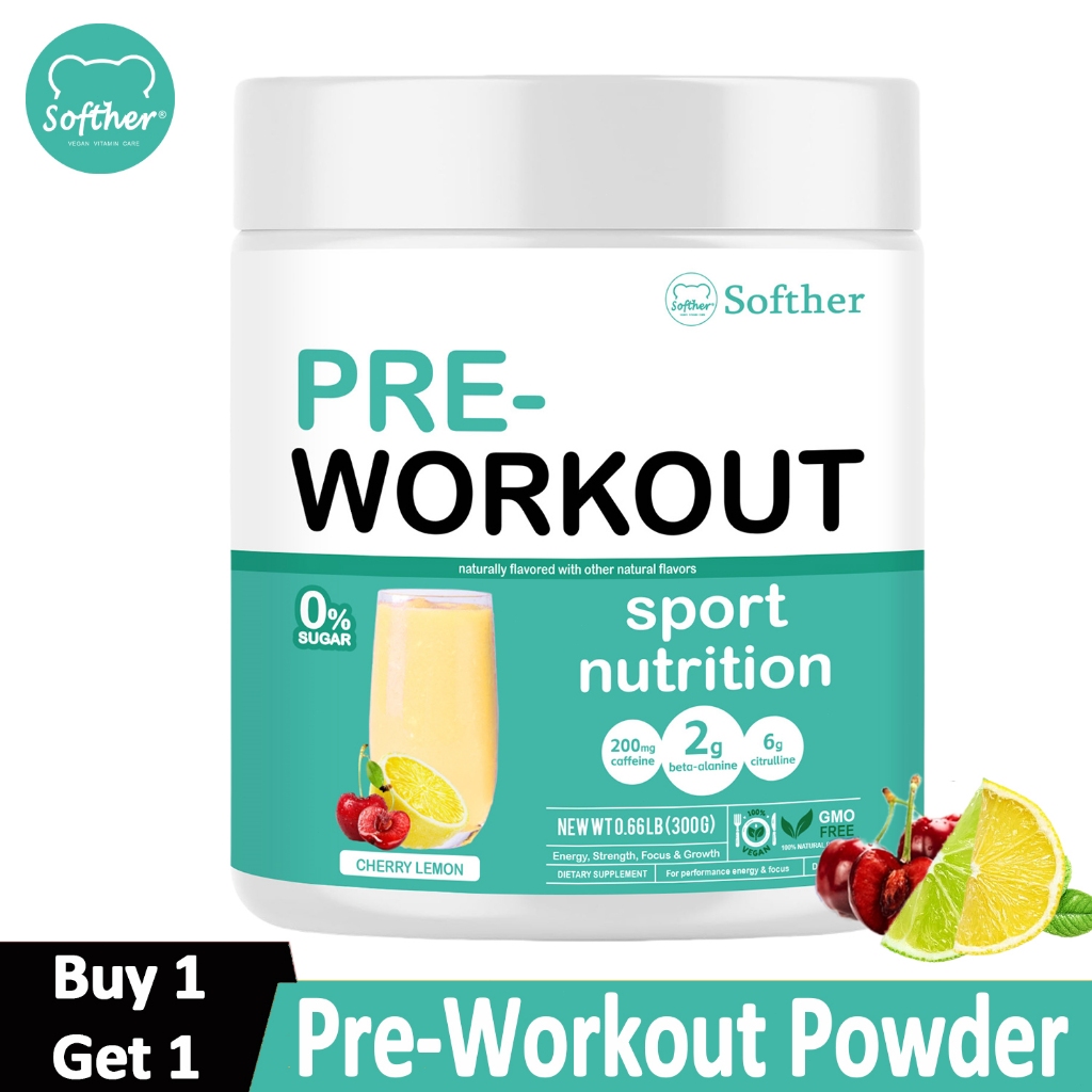 Softher Pre Workout Powder Supplement with Caffeine Energy Boost Powder ...