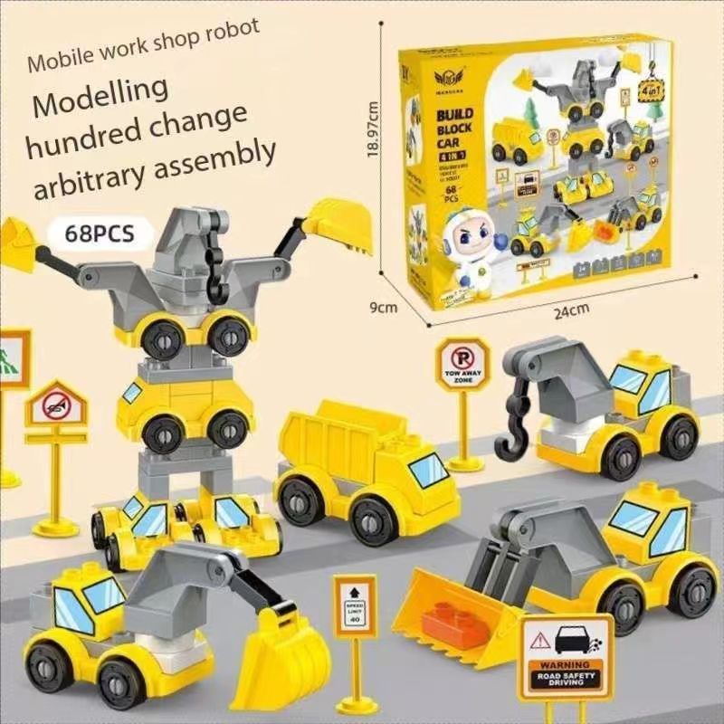 Construction car robot 4 in 1 building block toys | Shopee Philippines