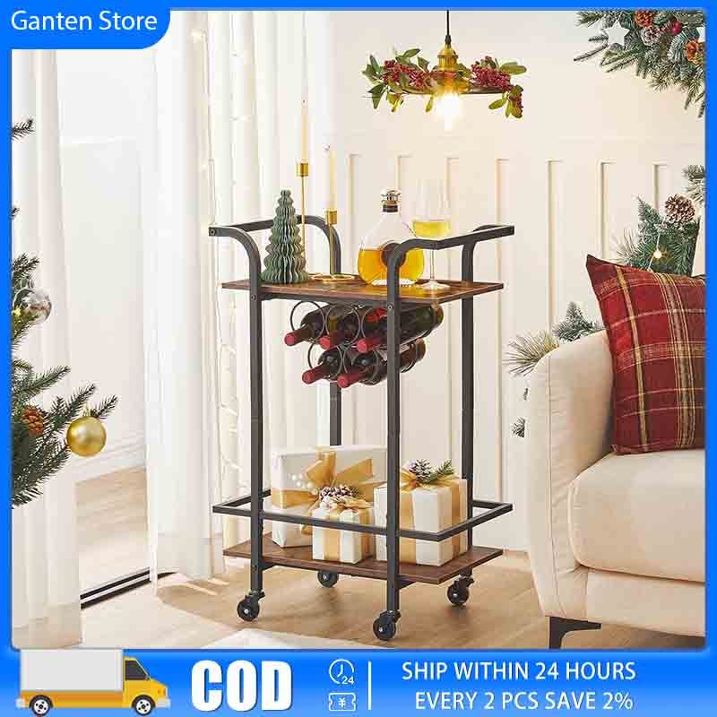 Wine Rack Trolley Mobile Trolley Bar Rolling Serving Cart Multi-Layer ...
