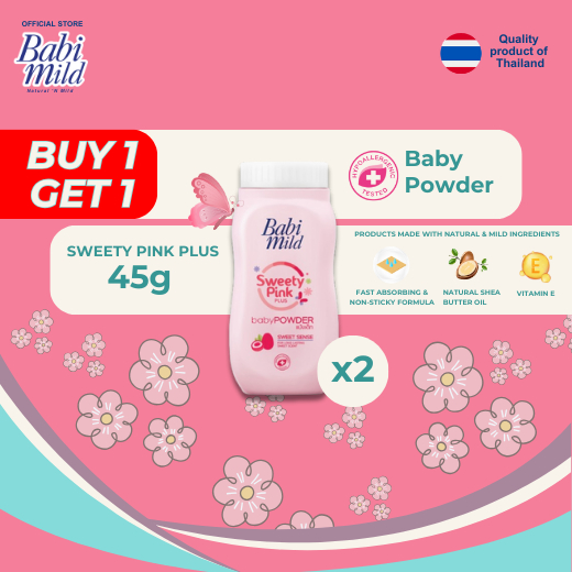 Babi Mild Baby Powder Sweety Pink 45g - Natural N' Mild - Buy 1 Get 1 ...