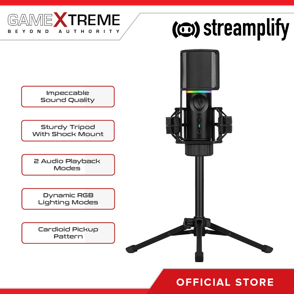 Streamplify MIC TRIPOD RGB Microphone with Tripod [Black] | Shopee ...