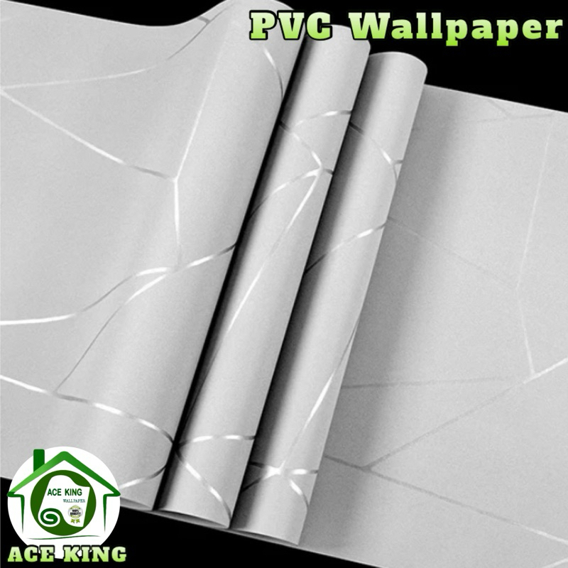 ACE KING A13 White Geometric PVC Matted Wallpaper 10meters x 45cm ...