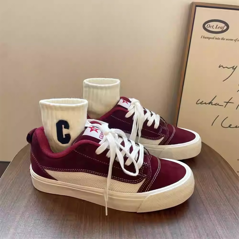 Men shoes suede thick sole canvas shoes for campus students retro