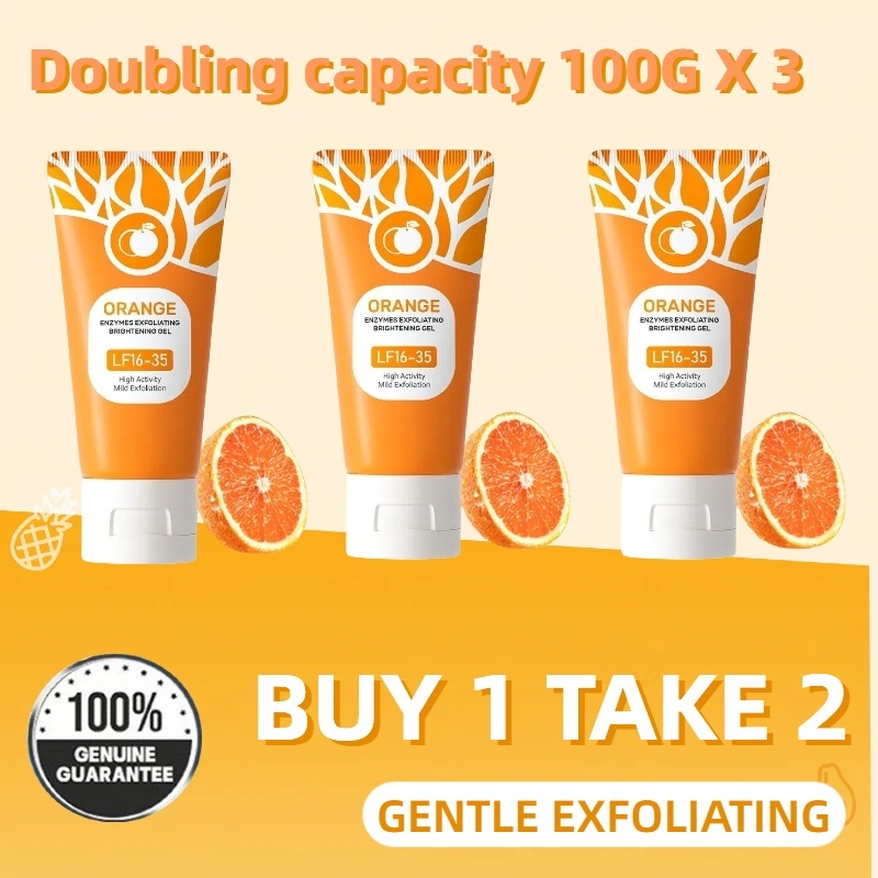 【buy 1 Take 2 】100g Orange Exfoliating Whitening Gel Facial Scrub 