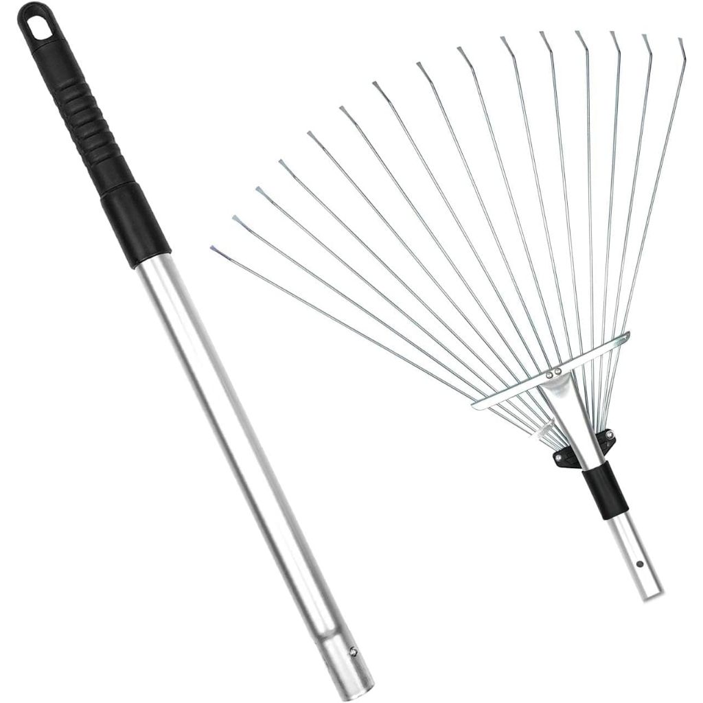 Lawn Metal Rake with Handle,Leaf Rake,Rake Garden,Leaf Broom,Adjustable ...