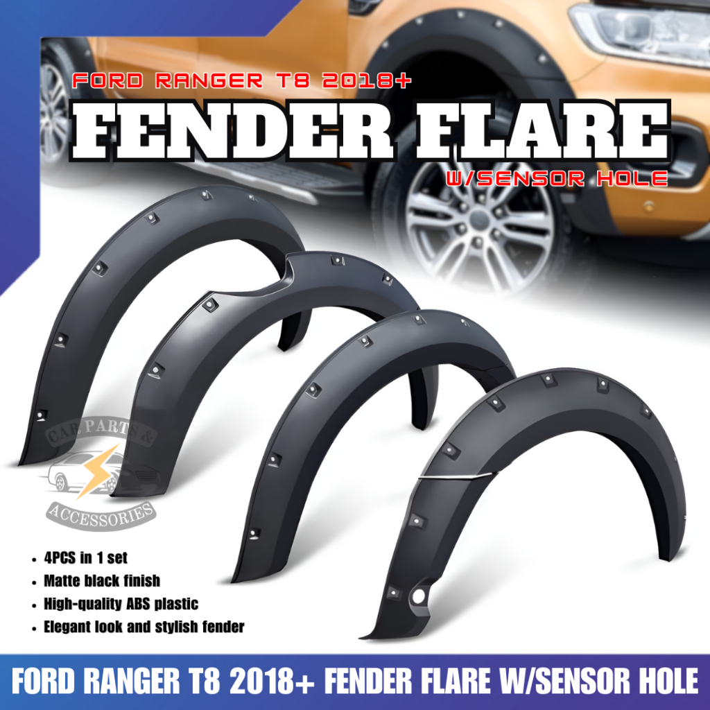 CPA FORD RANGER T8 2018+ FENDER FLARE W/SENSOR HOLE (11609) | Shopee ...