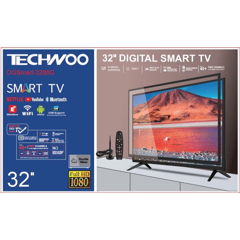 TECHWOO SMART TV 32 WITH TEMPERED GLASS ANDROID 11/BT/ISDB-T/ MAGIC ...