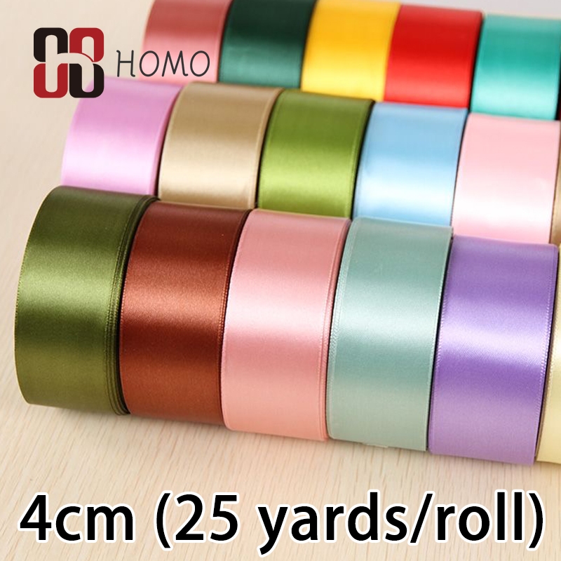 4cm (25 yards/roll) Satin Ribbon Roll Gift Packaging Ribbon Flower ...