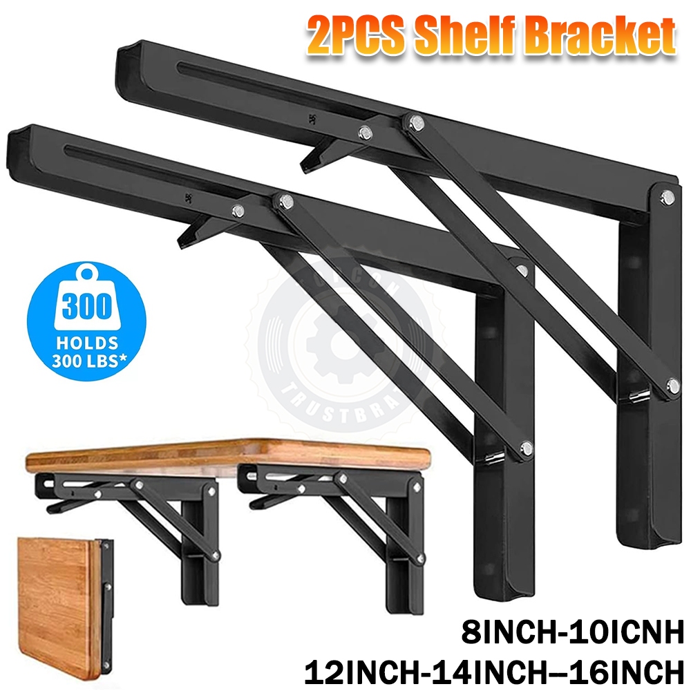 2PCS Spring Type Folding Angle Bracket Adjustable Wall Mounted Table ...