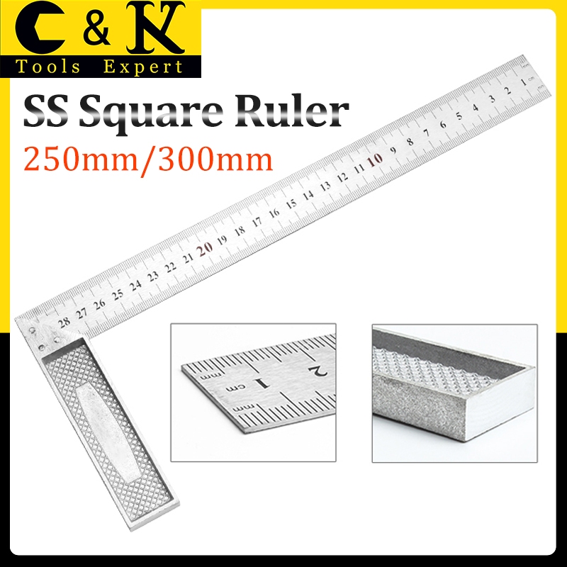 C&K Square Ruler 250/ 300mm Stainless Steel Carpenter L Shape 90° 10 ...