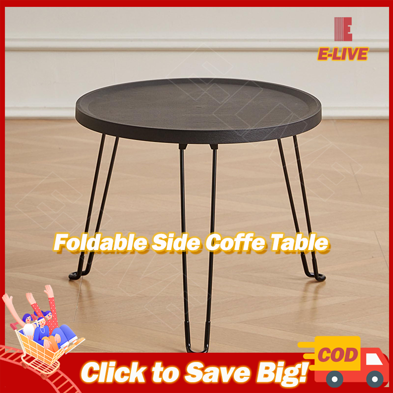Round Coffee Side Table Foldable Mini Bedside Table Modern Design Small ...