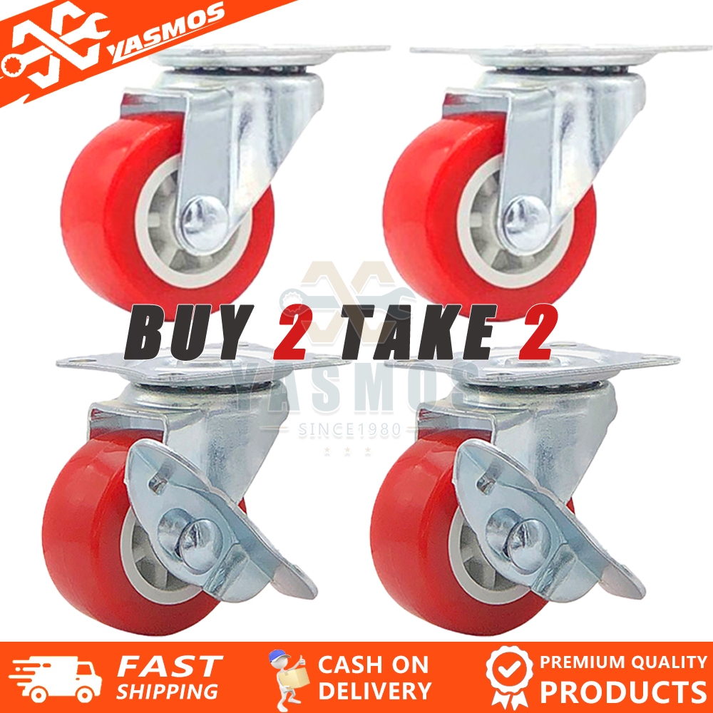 Yasmos 4PCS Rotating & with lock Durable Heavy Duty Casters Wear ...