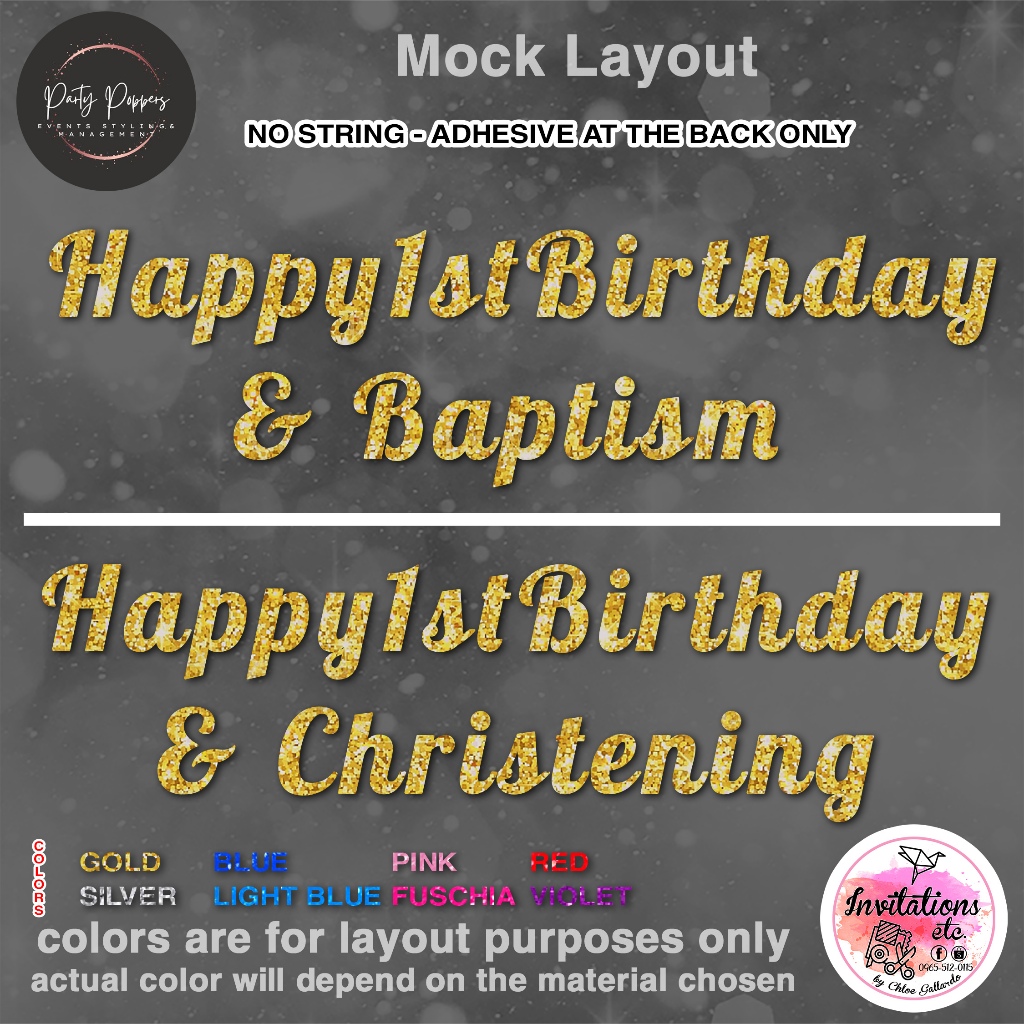 Happy 1st Birthday & Christening -Bunting Letter Banner - Happy 1st ...