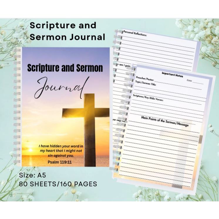 Scripture and Sermon Journal/notes Sunday service/ topic notes/Church ...