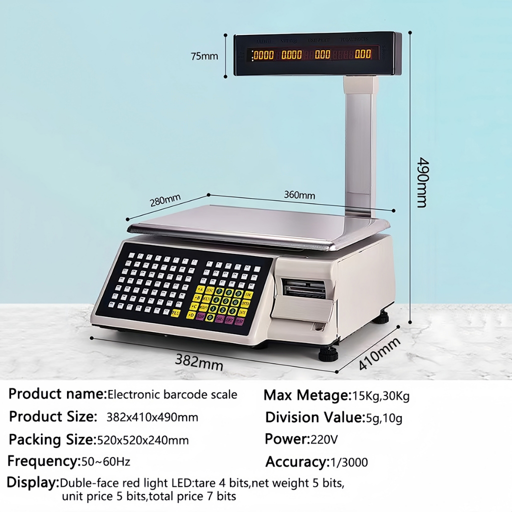 Commercial electric Barcode scale Digital weighing scale Label Printing ...