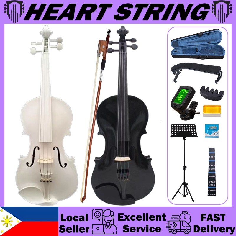 Full Size 4/4 Violin Natural Acoustic Solid Wood Violin Fiddle For Beginner With Case Rosin