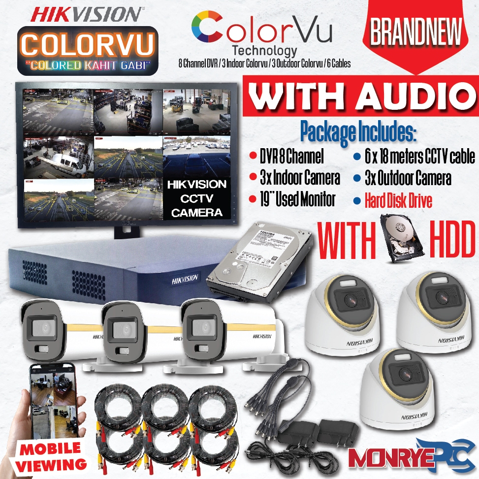 HIKVISION CCTV COLORVU WITH AUDIO/ Complete Set / 6 CAMERA /DVR 8 ...