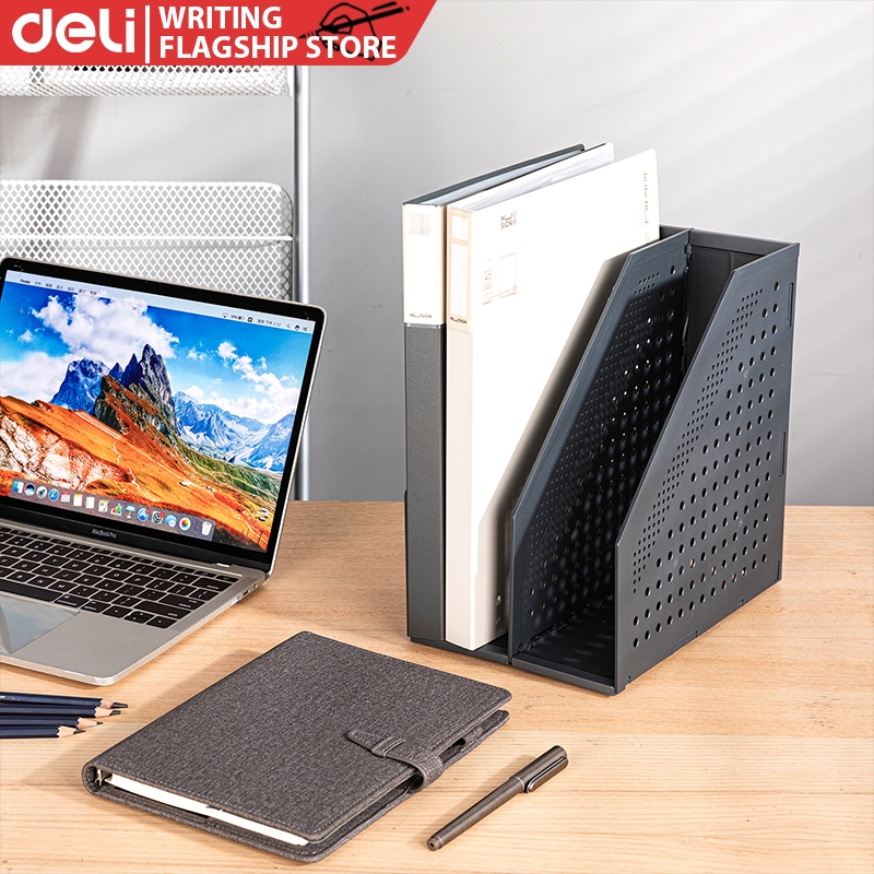 Deli Folding File Box Two-Fold Desktop Document Book Storage Office ...