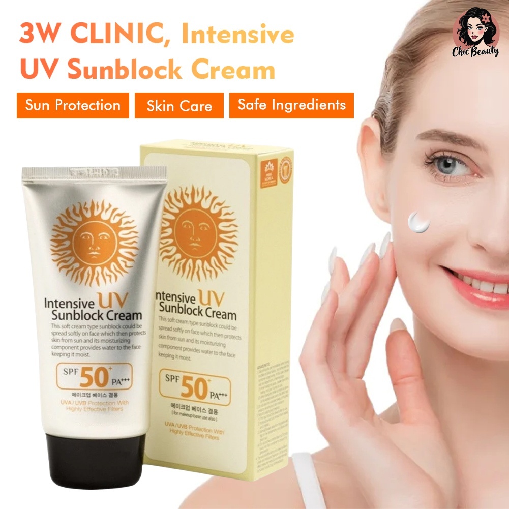 3W CLINIC Intensive UV Sunblock Cream SPF50+ PA+++ 70ml Anti Aging Body ...