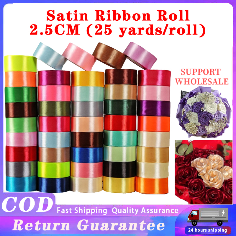 (25 yards/roll) 2.5cm single face Satin Ribbon Webbing Decoration Gift ...