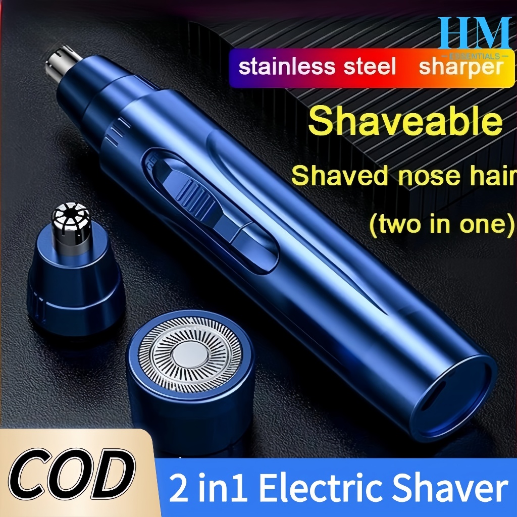 2in1 Electric Nose Hair Trimmer USB Rechargeable Mini Razor Beard ...